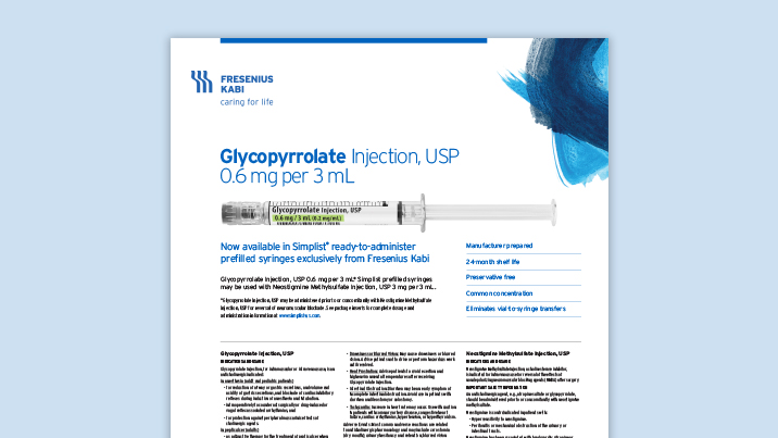 Glycopyrrolate 0.6 mg per 3 mL Product Information Card