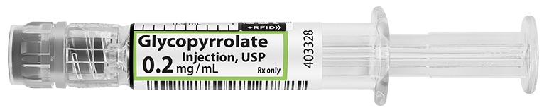 Horizontal Syringe image for 0.2 mg per 1 mL of Glycopyrrolate