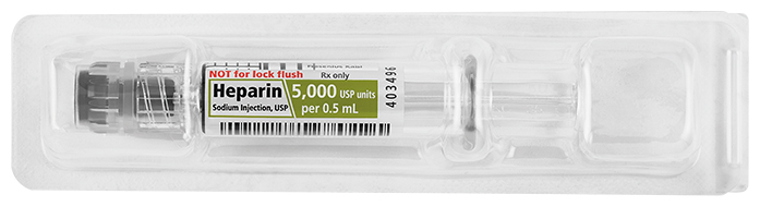 Blister Pack Syringe image for 5000 USP per 0.5 mL of Heparin