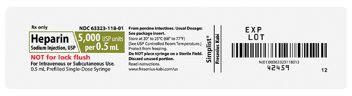 Product Label image for 5000 USP per 0.5 mL of Heparin
