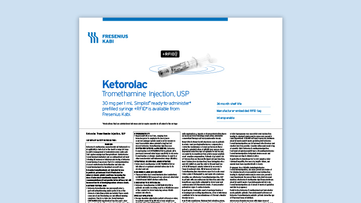 Ketorolac +RFID® Product Family Information Card