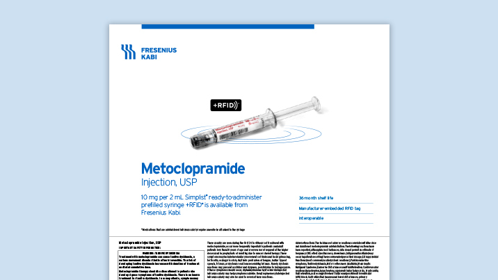 Metoclopramide +RFID® Product Family Information Card