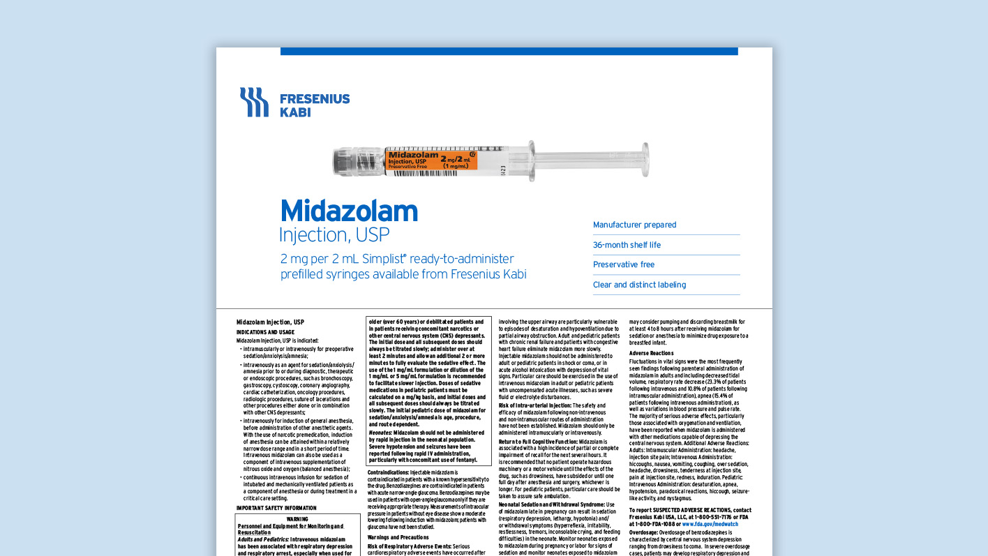 Midazolam Product Family Information Card